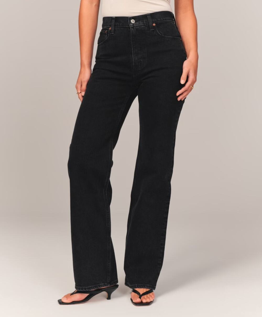 Abercrombie & Fitch High Rise 90's Relaxed Black Jean Sz 28 Short NWT Curve Love
